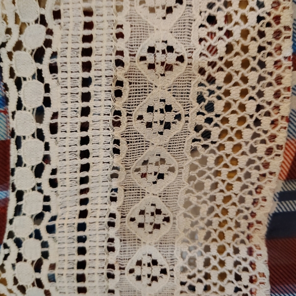 Men's Red Plaid Shirt with Lace Detail - Picture 6 of 16